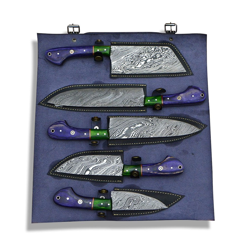 Damascus Hand Made Steel Fixed Kitchen Chef Knives