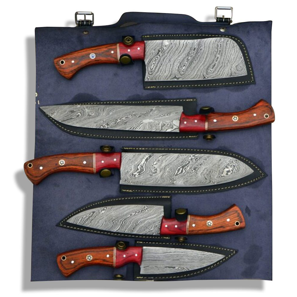 Hand Made Damascus Chef Knife Set