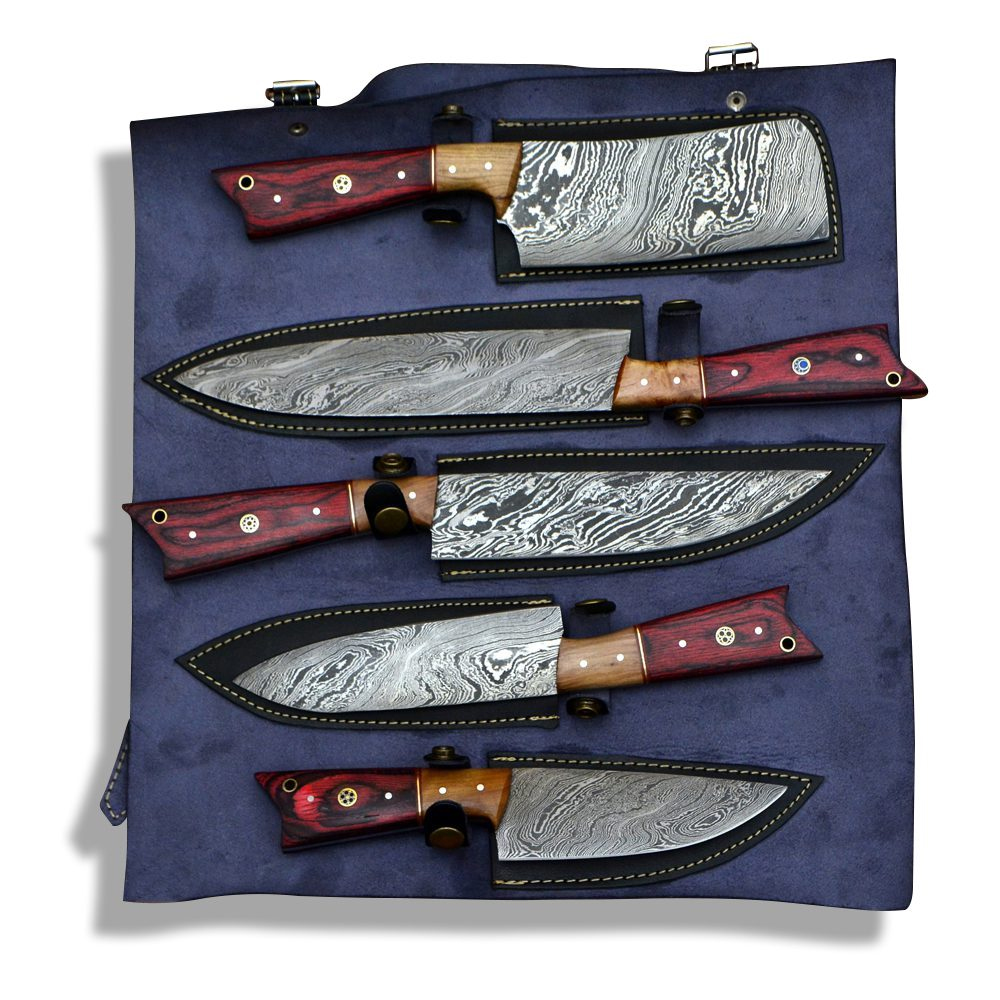 Handmade Damascus Blade Kitchen Chef Knife Set