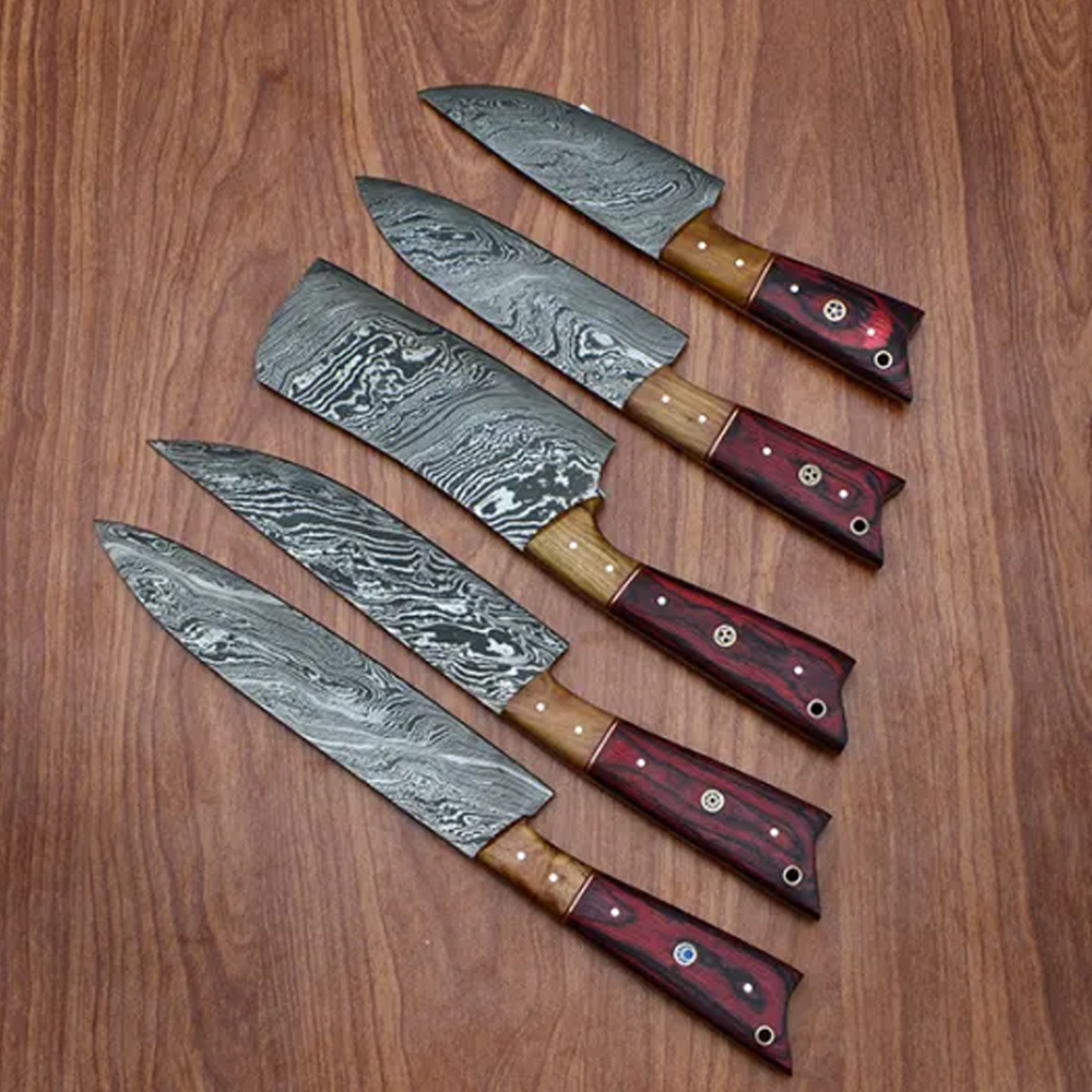 Handmade Damascus Blade Kitchen Chef Knife Set