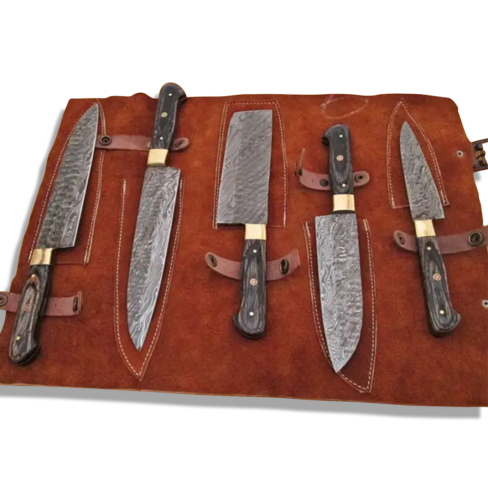 Handmade Damascus Steel Kitchen Knife Set of 5