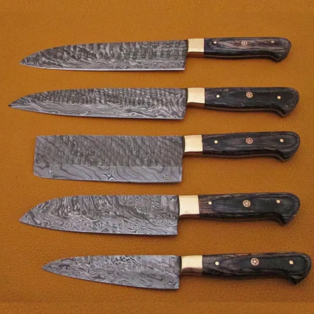 Handmade Damascus Steel Kitchen Knife Set of 5