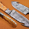 Damascus Steel Bowie Handle Olive Wood 8 Inch