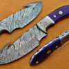 Damascus Steel Blade Gut Bowie Knife 8 Inch