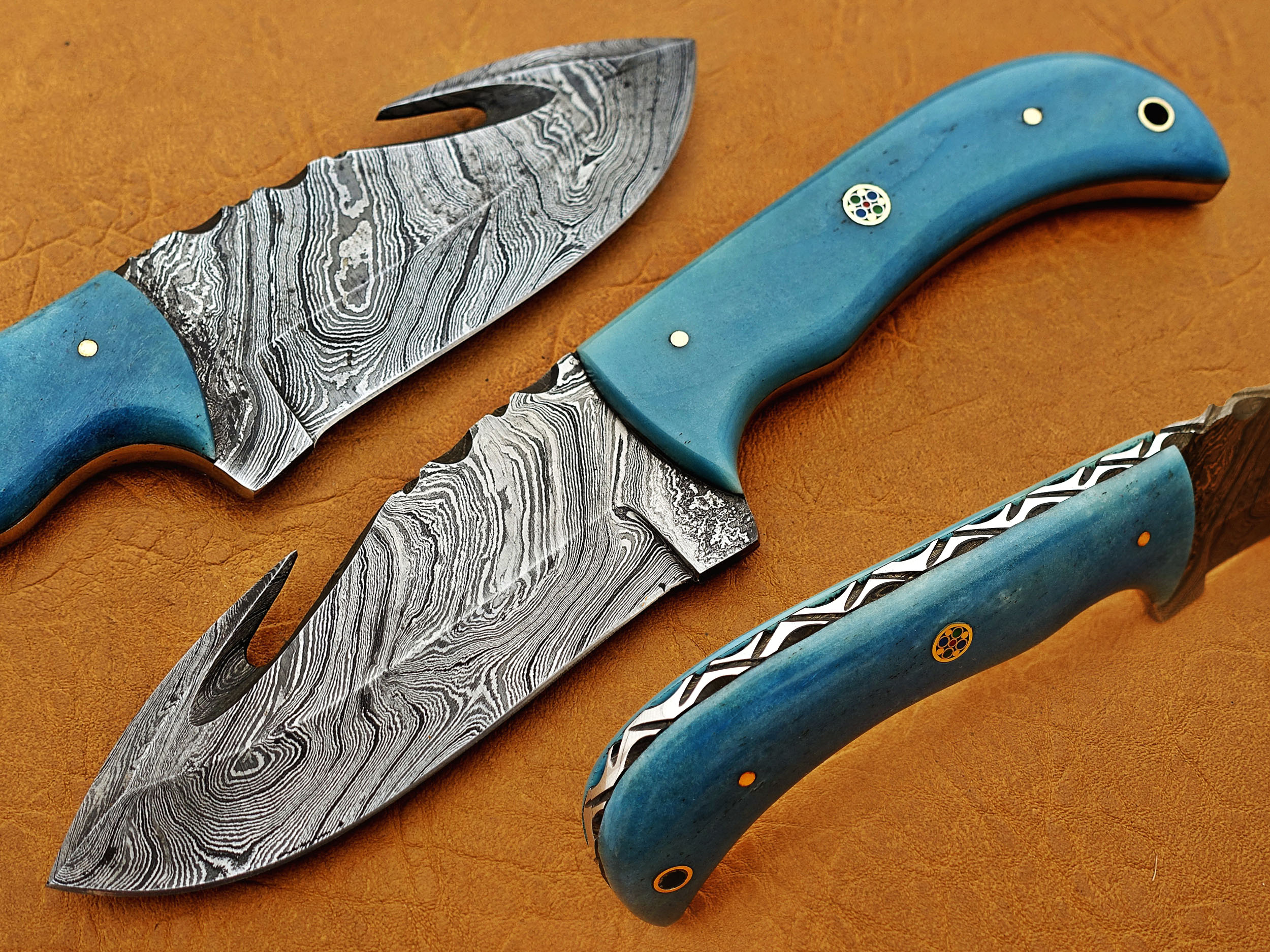 8 Inch Damascus Blade Gut Hook Bowie Knife