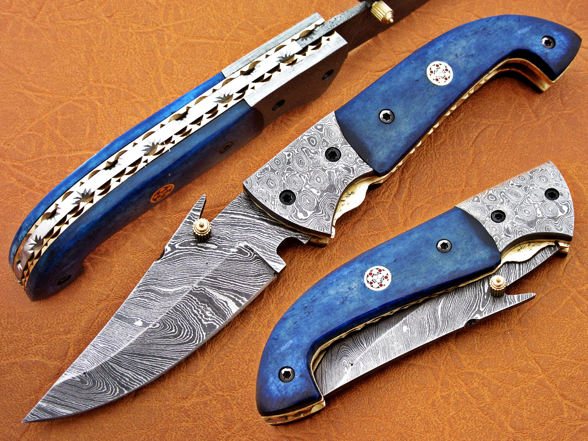 Damascus Steel Blade Folding Knifes