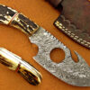 Damascus Steel Blade Gut Hook Bowie Knife 8 Inch