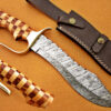 Damascus Steel Blade Bowie Handle Material Rose Wood 13 Inch