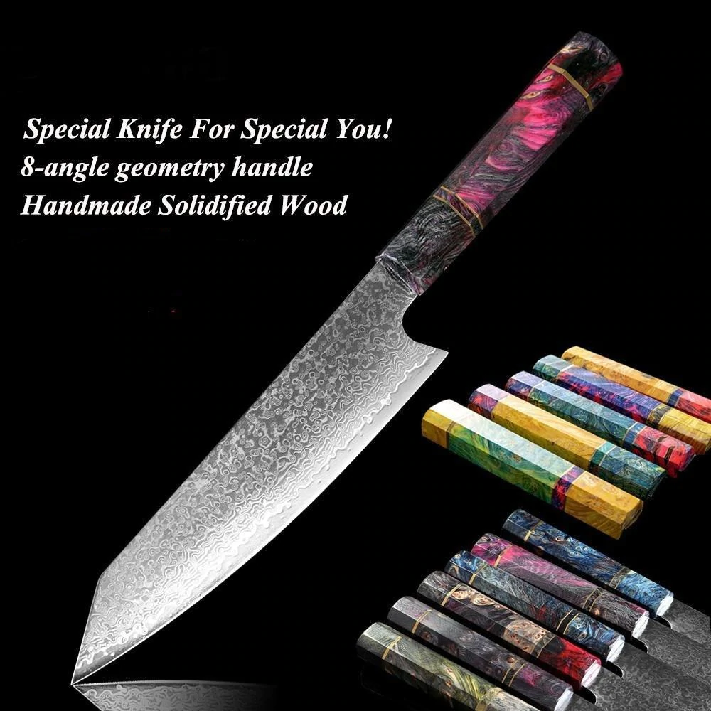 Japanese Damascus Kitchen Knives, 8 Inch VG10 Damascus Steel Chef Knife