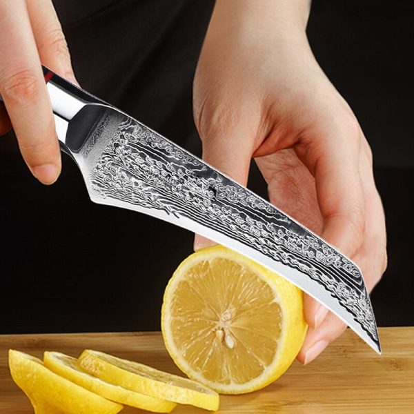 Japanese Damascus Paring Knife 3.5 Inch, Narcissus Flower Series