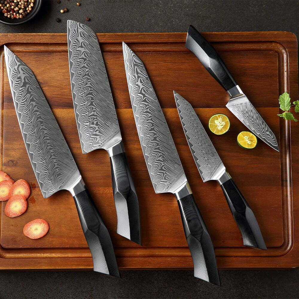 Professional 67 Layers Damascus Steel 5Pcs Knife Set With G10 Handle