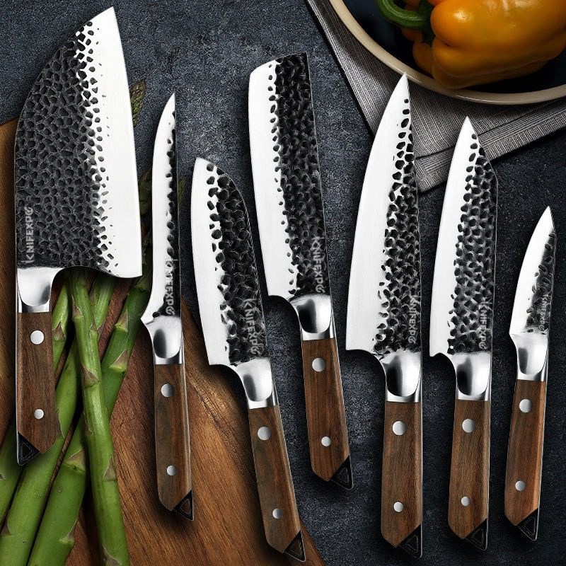 7 PCS Set High Carbon Stainless Steel Ebony Wood