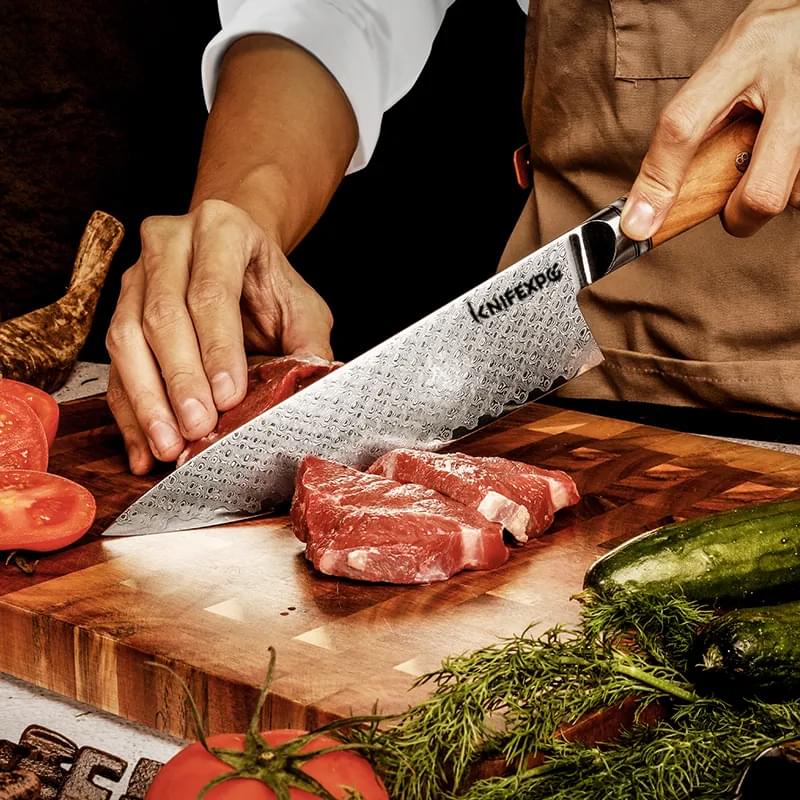 8"Chef Knife 67-layer Damascus Steel Resin+Olive Wood